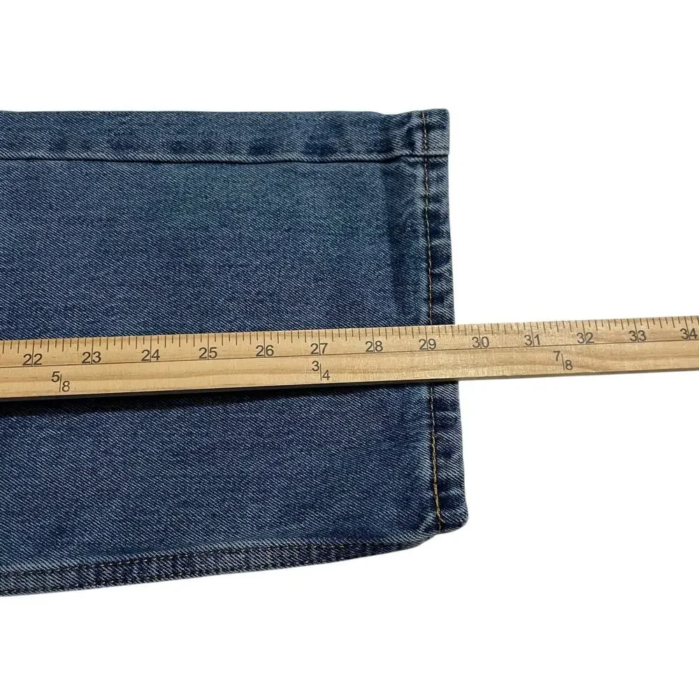 Levis 505 Mens Jeans Size 38 Blue Regular Fit Straight Zip Fly Denim Inseam 28